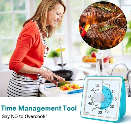 60 Minutes Visual Analog Kitchen Timer Silent Countdown Clock Time Management - Picture 12 of 25