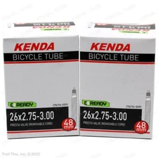 Two (2) Pack Kenda 26 x 2.75-3.00 Threaded 48mm Presta RVC Fat Bike Inner Tubes