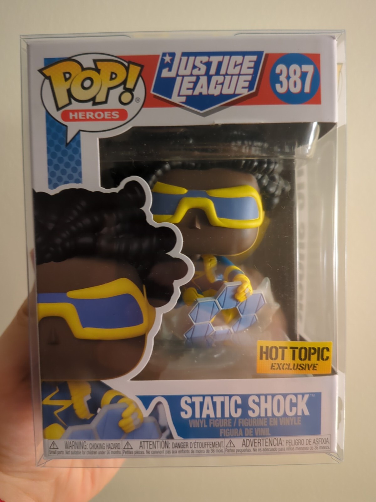 Funko Pop! Justice League: Static Shock 387 Hot Topic Exclusive With Protector