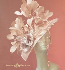Kentucky Derby Fascinator Blush Dusty Pink Rose Melbourne Cup Breeders Cup Hat