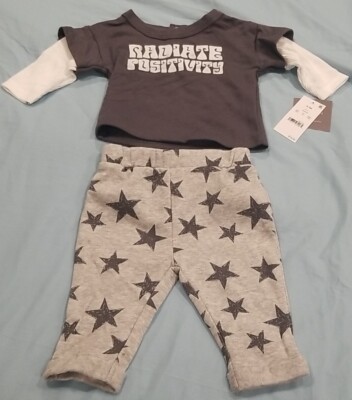 Grayson Mini Outfit Baby 0-3 M Pants And Long Sleeve Shirt Radiate Positivity