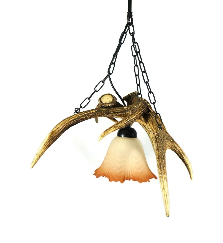 Antler Hanging Lamp Chandelier,rustic,primitive,nothwoods,horn,deer,pendant,real - Image 2 of 4