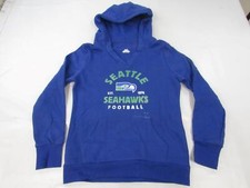 New -Flaw- Seattle Seahawks EST 1976 Womens Size S Small Blue V-Neck Hoodie