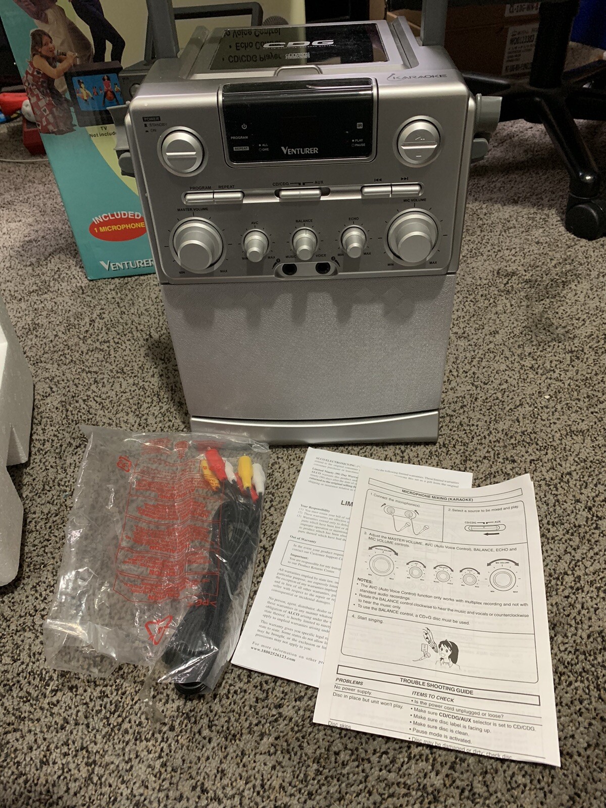 Venturer CD CDG Karaoke system With Microphone good condition in box eBay