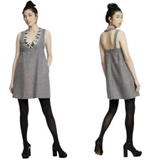 Anna Sui @ Target NEW Grey Tweed Sequin Embellished Pocket Mini Zip Dress XS $60