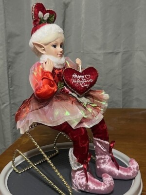 Cynthia Rowley Valentine Day Victorian Shelf Sitter Elf Doll Fairy Princess Red
