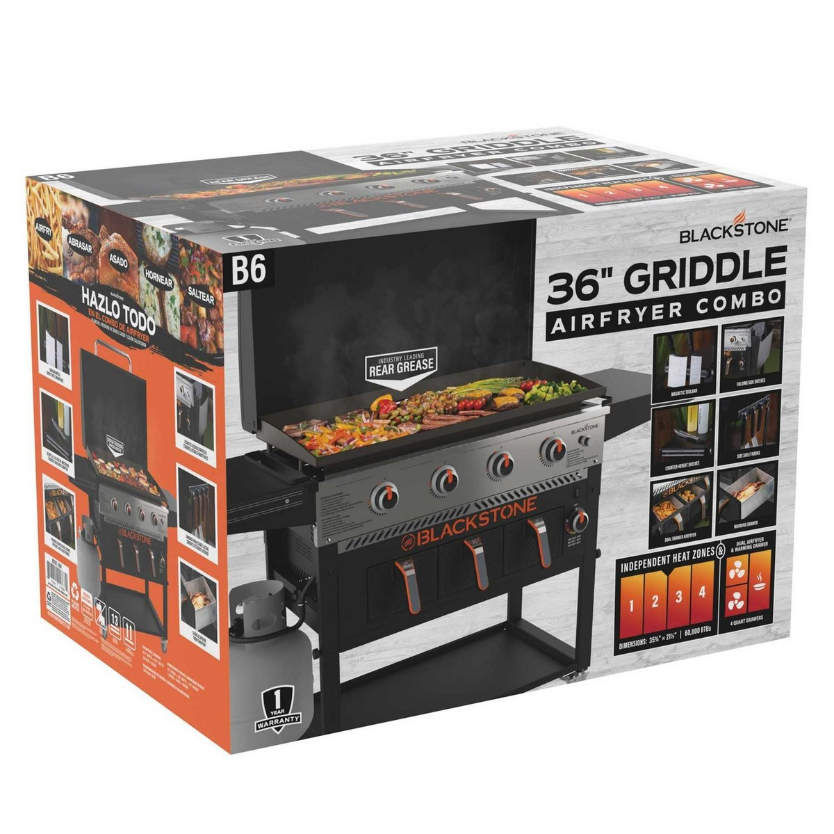 Blackstone 4-Burner 36 Propane Griddle with Air Fryer and Hood