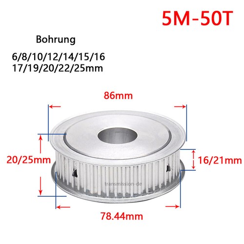 5M Riemenscheibe 10-100 Zähne Zahnrad Kein Schritt für 20mm Breite Zahnriemen - Picture 19 of 27