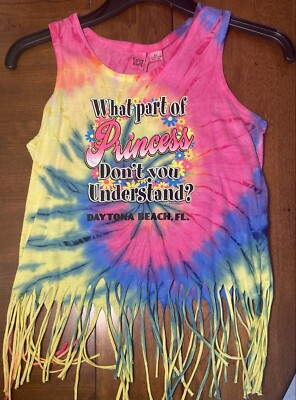 EXIST KIDS GIRLS TYE DYE TANK TOP w TASSELS PINK & YELLOW GIRLS XL SUMMER FUN