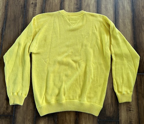 TOMMY HILFIGER Sweater Mens Medium Yellow Long Sleeve Pullover 100% Cotton M - Picture 4 of 5
