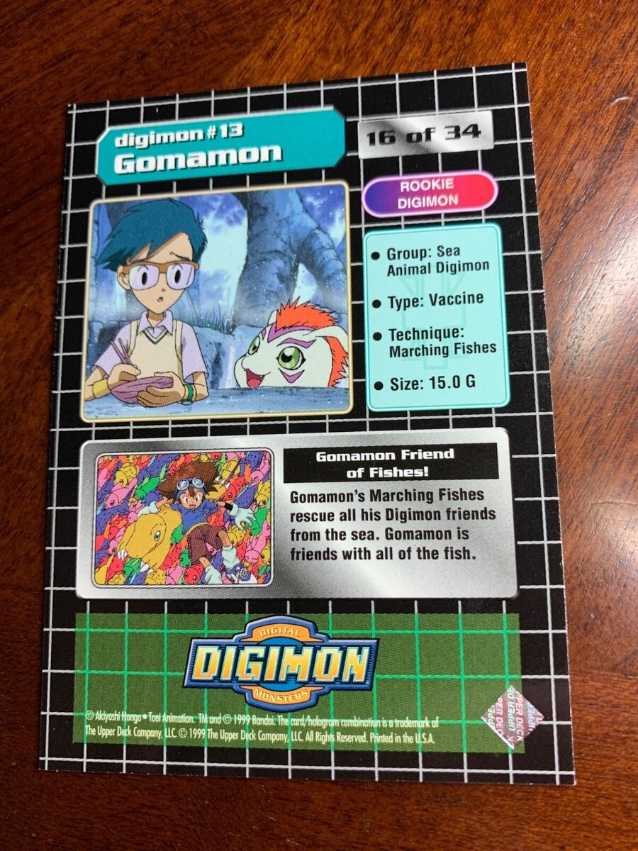 13 Gomamon 16 of 34 Rookie Digimons 2000 Digimon CCG Card NM