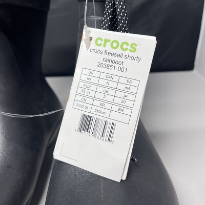 Crocs Freesail Shorty Rain Boots Women's Black 203851 Dual Comfort