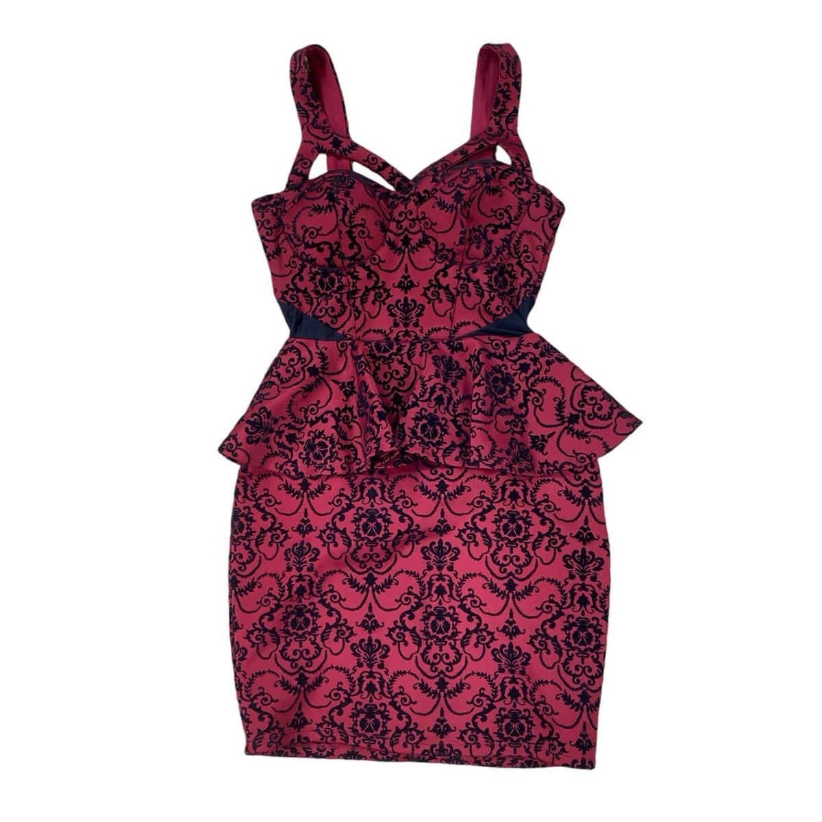 knee length dresses for ladies Millà Women's Lace Over The Mesh Peplum Corset with - Black main image 1