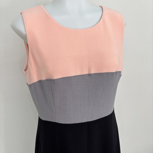 Calvin Klein A-Line Dress 8 Pink Gray Black Colorblock Sleeveless Career Women's - Picture 2 of 11