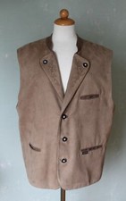 C&A Landhaus Trachtenweste Weste Trachten braun hell Lederimitat Herren Gr. 25
