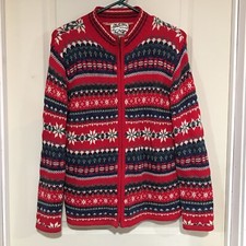 Heirloom Collectibles Vintage Christmas Sweater Small Striped Snowflake Cardigan