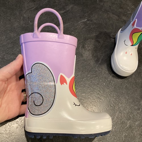 Purple Silver Unicorn Rain Boots Size 