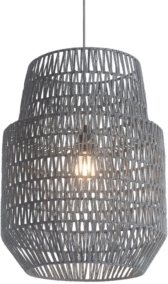 Lámpara de Techo Daydream, Hilo Tejido Poliéster Gris Patrón Zig Zag (23.6”x17.7”) Foto 4 de 4