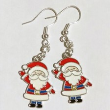 Strass Ohrhänger Ohrringe Weihnachtsmann Santa silberf rot Weihnachtsohrringe