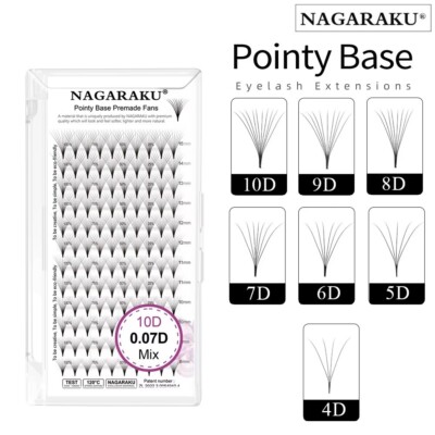 NAGARAKU Sharp Narrow Stem Premade Fans Eyelash Extension 0.07mm 4D-10D 120 Fans