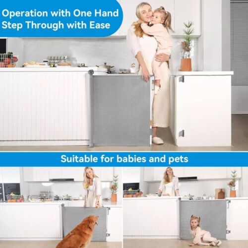 Retractable Pet Dog Gate Safety Guard Folding Baby Toddler Stair Gates Isolation - Picture 11 of 12