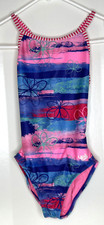 Dolfin Uglies Swimwear Girls 12 One Piece Swimsuit Colorful Floral Stripe Swim