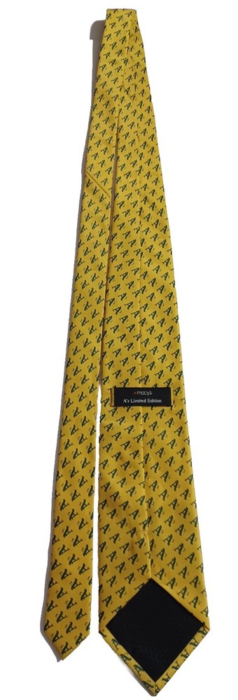 Oakland A's Signature Monogram Macy's  Limited Edition MLB Baseball Yellow Tie