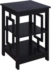 Town Square End Table with Shelves, Black