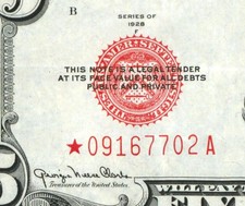 **STAR** $5 1928 United States Note ** DAILY CURRENCY AUCTIONS CURRENCY