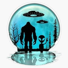 Alien And Bigfoot Moon Car Truck Wall Mirror Phone Tumbler Bumper Window Alien And Bigfoot Moon Car Truck Wall Mirror Phone Tumbler Bumper Window