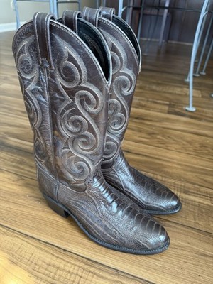 Dan Post Men's Brown (Seal) Western Cowboy Boots Exotic Ostrich Round Toe 8D