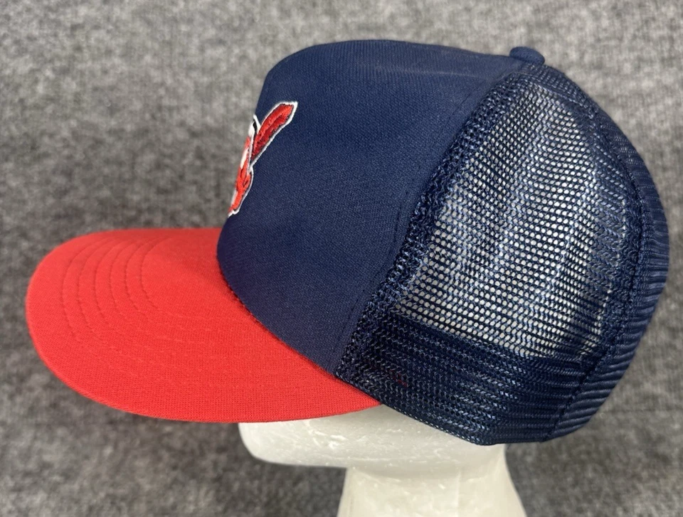 Vintage Cleveland Indians Chief Wahoo Trucker Hat Mesh Snapback MLB M/L - Image 2 of 4
