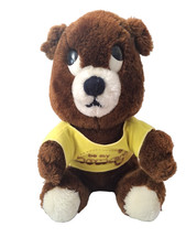 Vtg 1976 R. Dakin 'Be My Honey' Teddy Bear Plush 10" Brown w/ Yellow T-Shirt