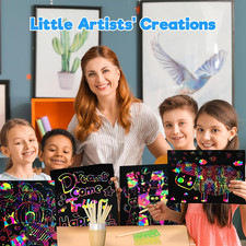 100Pcs Rainbow Scratch Paper Art Gifts, Arts and Crafts for Kids Toys