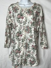 Vtg Victoria  s Secret Gold Label M/L Cream Pink Floral 100 Cotton Nightshirt