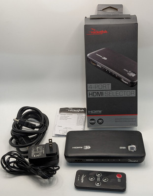 ROCKETFISH RF-G1185 4-PORT SELECTOR POWERED HDMI 3D SPLITTER WITH REMOTE CONTROL