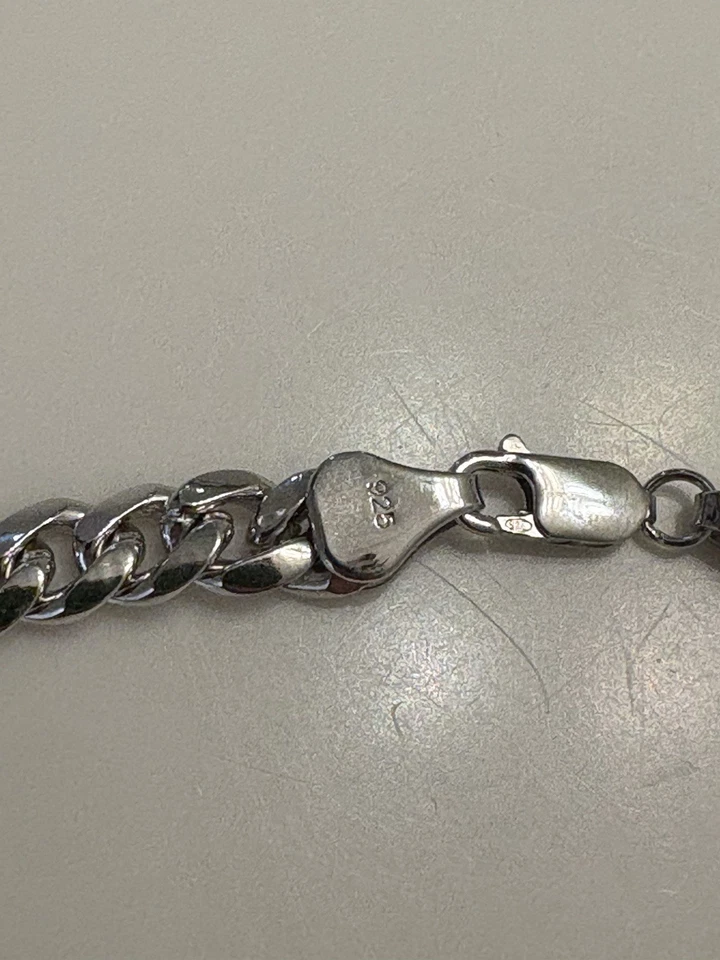 Collar de cadena cubana de plata de ley 925 maciza para hombre - 20” - 8 mm - 58 g Foto 4 de 4