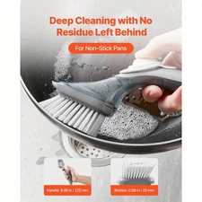 Soap Dispensing Dish Cleaning Brush with 3 Brush Head Set