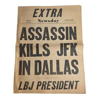 Original Newsday EXTRA JFK Assassination 11/22/1963 Newspaper John F Kennedy 