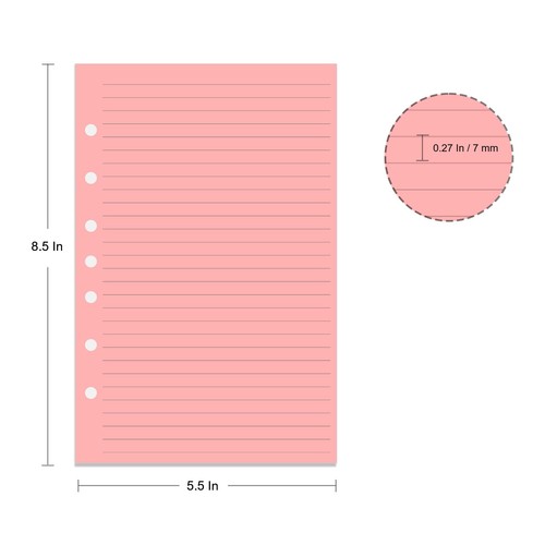 7-Loch liniertes Nachfüllpapier, A5 Füllpapier für 100 Blatt, mehrfarbig - Bild 3 von 5