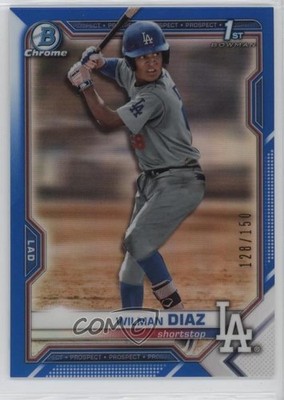 2021 Bowman Chrome Prospects Blue Refractor 128/150 Wilman Diaz #BCP-197 0kz8