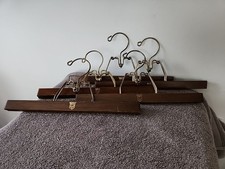 Lot of 5 Vtg Royal German 12" Wood Pant Hangers Skirt Trouser Clamp Hangers