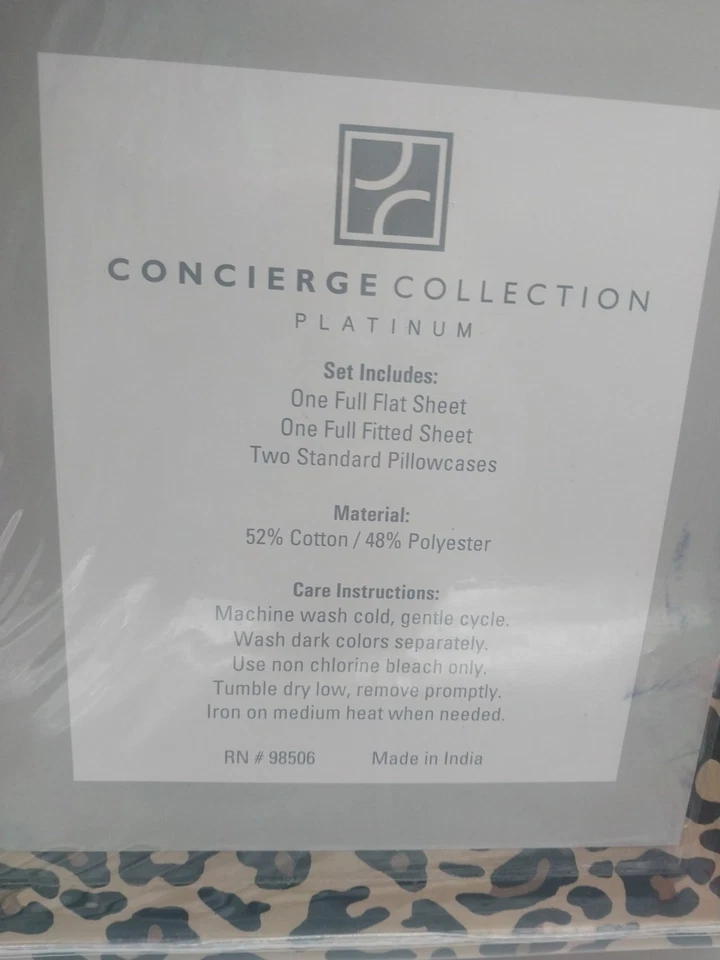 Concierge Collection Full Size Sheet Set Cheetah Leopard 1500 Thread Count - Image 4 of 4