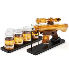 Kollea Whiskey Decanter Set for Men, 22oz with 4 Bullet Glasses & Telescope