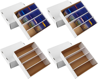 4 Pack Sports Card Boxes 3120 Count Cardboard Card Storage Box White Bulk Card S