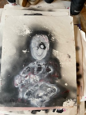 graffiti street art  Fire starter  Ody West 22x28 poster size acrylic spray