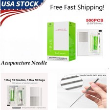 500Pcs Acupuncture Manual Needles Disposable Sterile with Tube 0.25x25mm