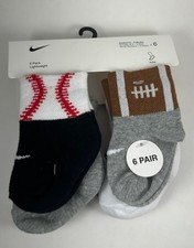 Nike Baby Newborn 6-12 Months Swoosh Sport Balls Ankle Socks Lightweight 6 Pack