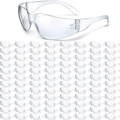 100 Pack Bulk Safety Glasses Eye Protection Goggles Protective Eyewear for La...