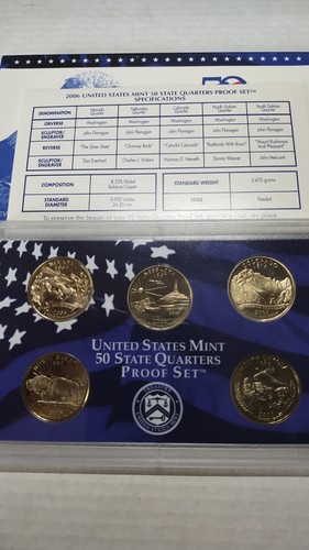 2006 S Proof State Quarter Set Gem DCam Original Box & COA 5 Coins CN-Clad - 第 1/3 張圖片